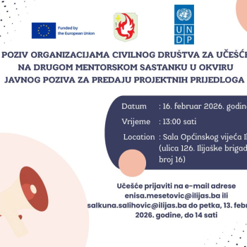 Poziv organizacijama civilnog društva za učešće na drugom mentorskom sastanku u okviru javnog poziva za predaju projektnih prijedloga